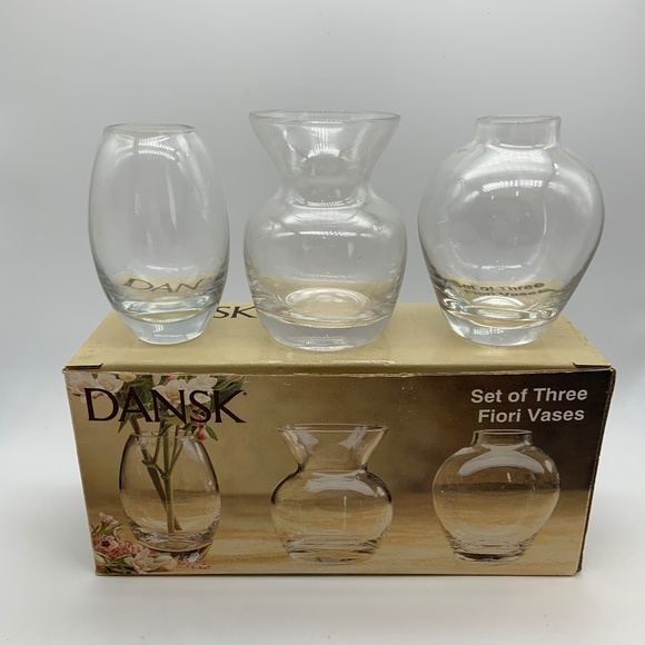 Dansk Fiori Flower Vases Small Clear Glass Vases Set of Three - Picture 2 of 10